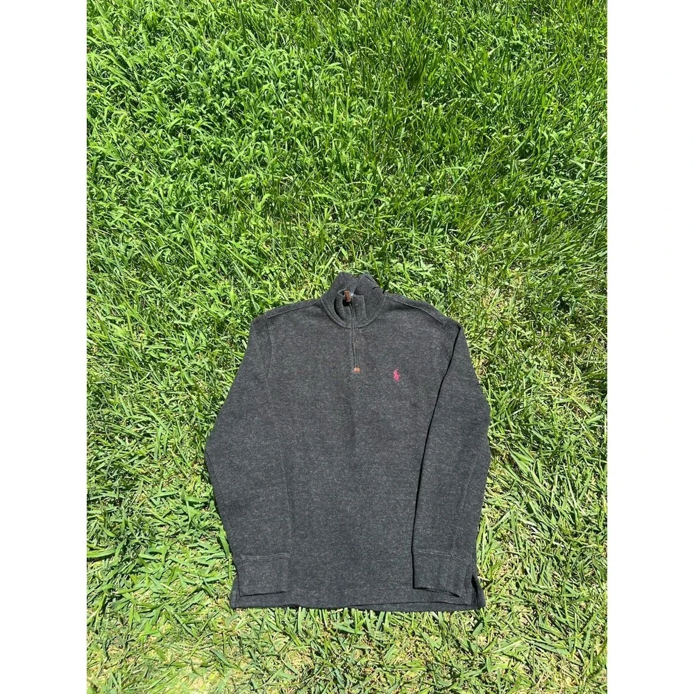 Polo Ralph Lauren Sweater Mens Small Gray Quarter Zip Pullover Pony Logo